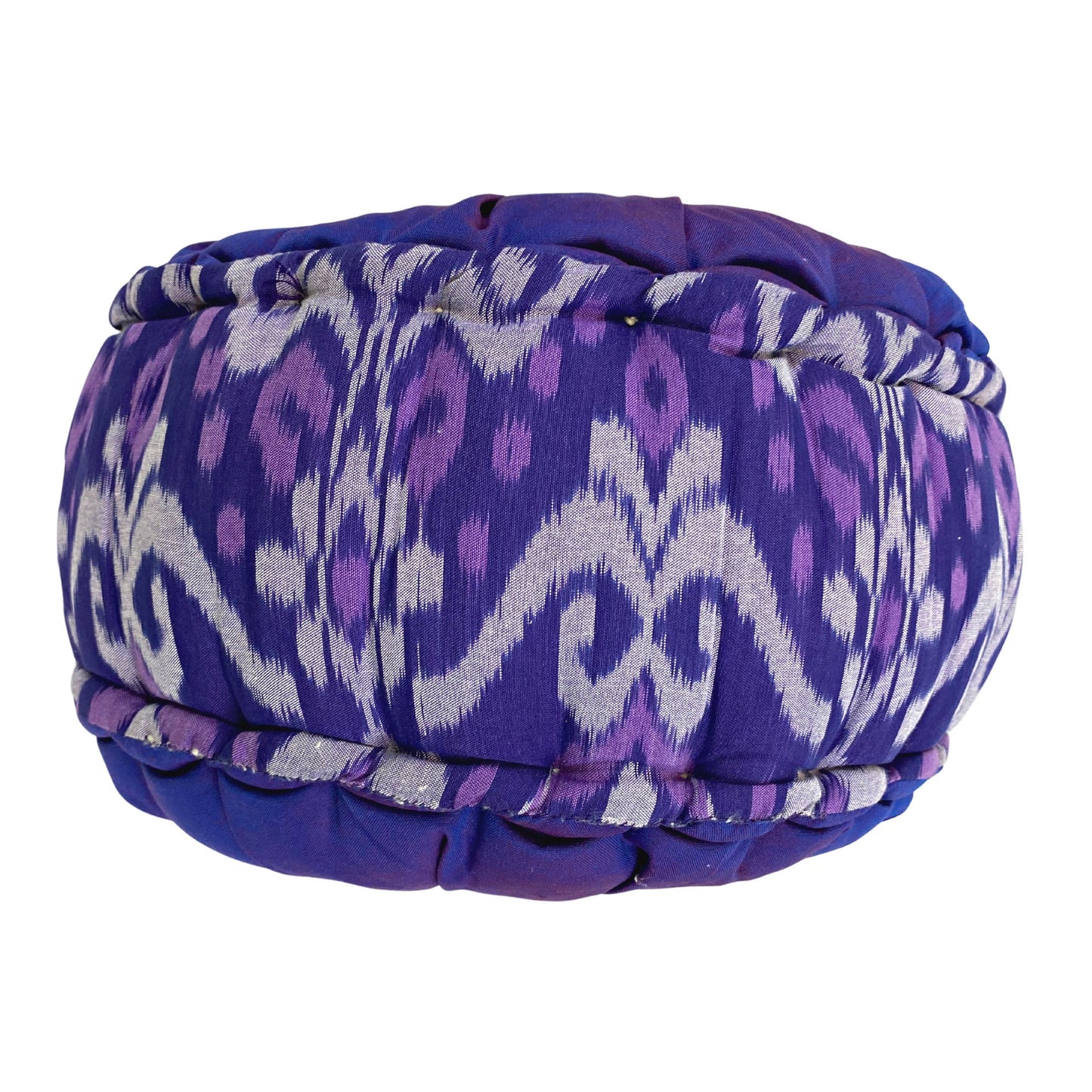Handwoven Purple Ikat Zafu Meditation Pillow - Organic Kapok Filled Floor Cushion