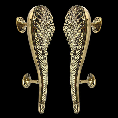 Feathered Angel Wings Door Handles Silvered  Bronze Knob Drawer Pull Door Cabinet Handles Set of 2 handmade Balinese Art Boho Decor