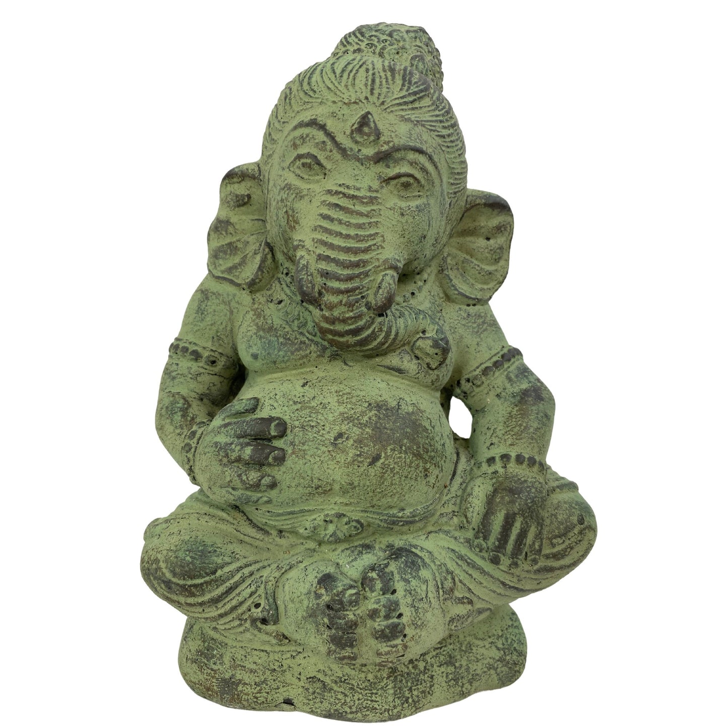Handmade Baby Ganesha Statue: Cast Lava Stone Bali Garden Decor