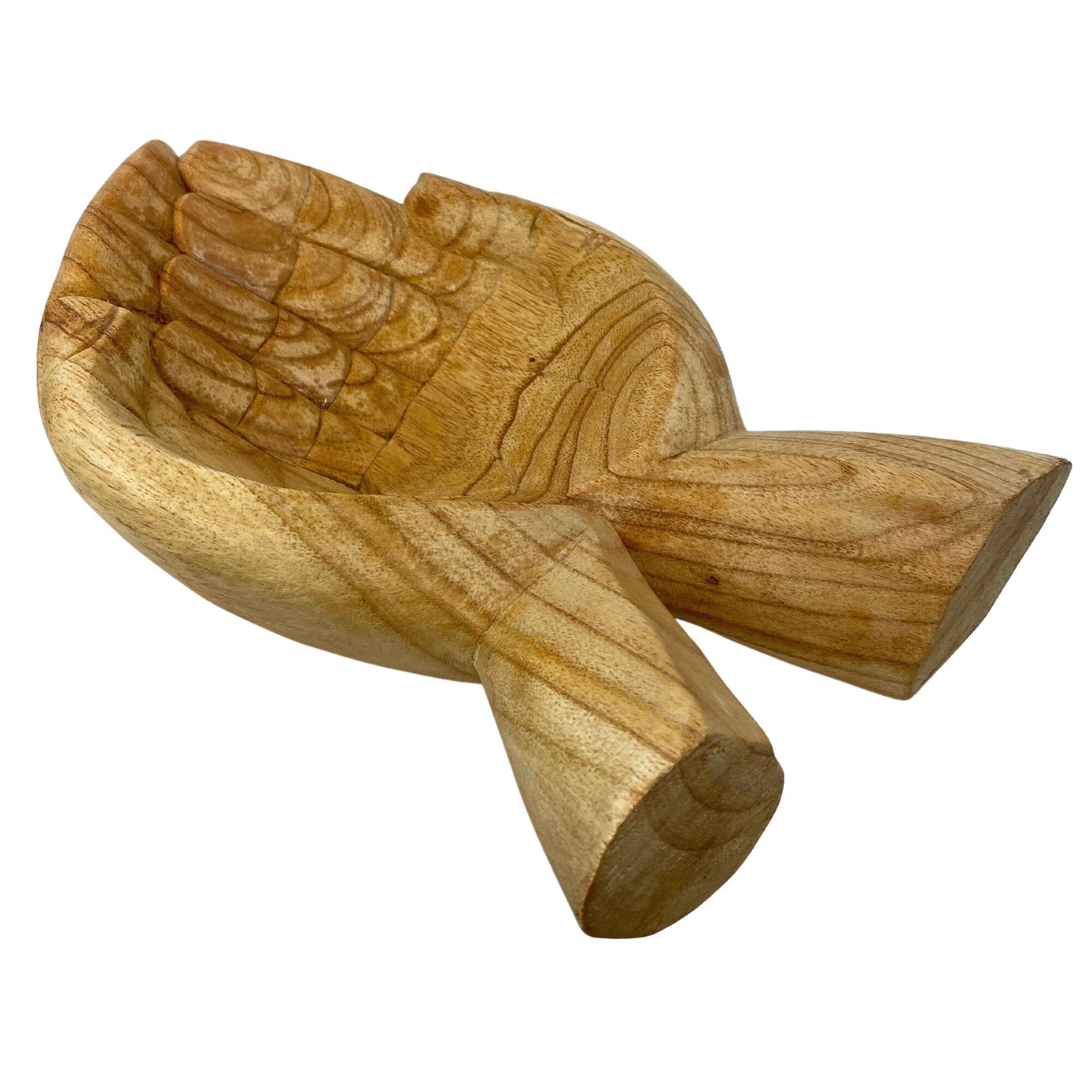 BUDDHA Offering Hands Bowl Mudra blessing Hand Carved wood Jewelry Trinket dish Centerpiece Bali art - Acadia World Traders