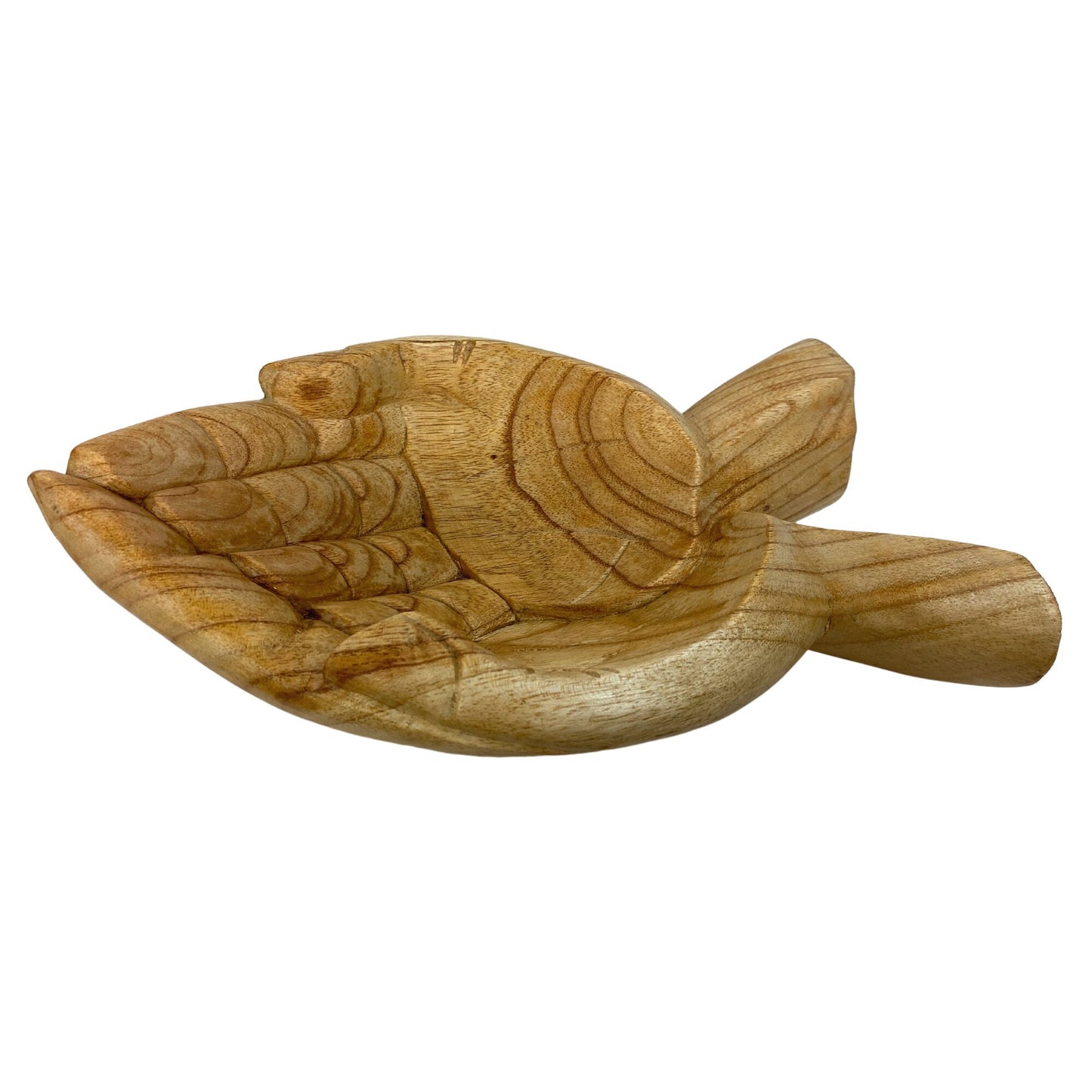Hand Carved Suar Wood Buddha Bowl: Bali Mudra Offering Hands