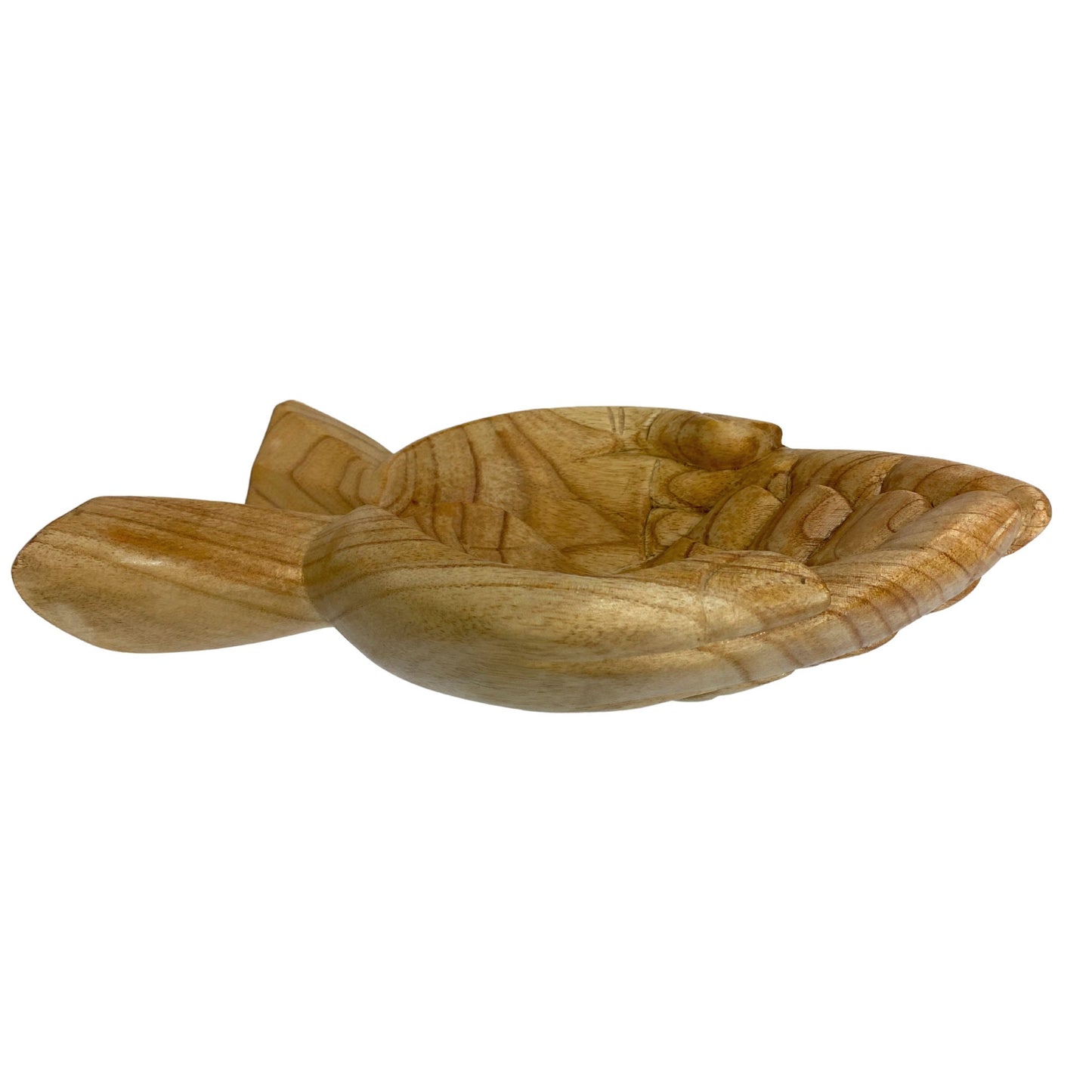 Hand Carved Suar Wood Buddha Bowl: Bali Mudra Offering Hands
