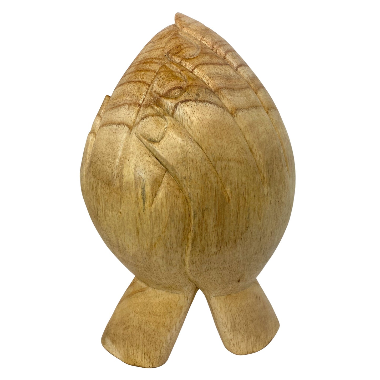 Hand Carved Suar Wood Buddha Bowl: Bali Mudra Offering Hands