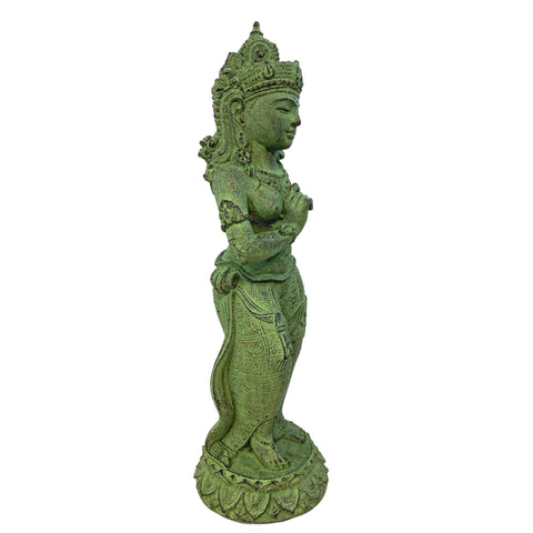 Balinese Dewi Tara Goddess Statue handmade cast stone Resin Volcanic Sand Lotus Lakshmi Bali Hindu Garden Decor Art Sculpture