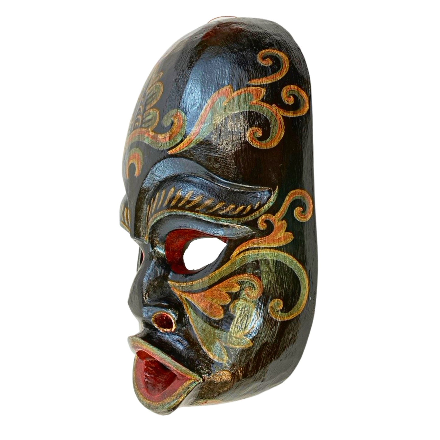 Hand Carved Balinese Barong Brutuk Mask: Bali Folk Art Wood Carving, Wall Decor