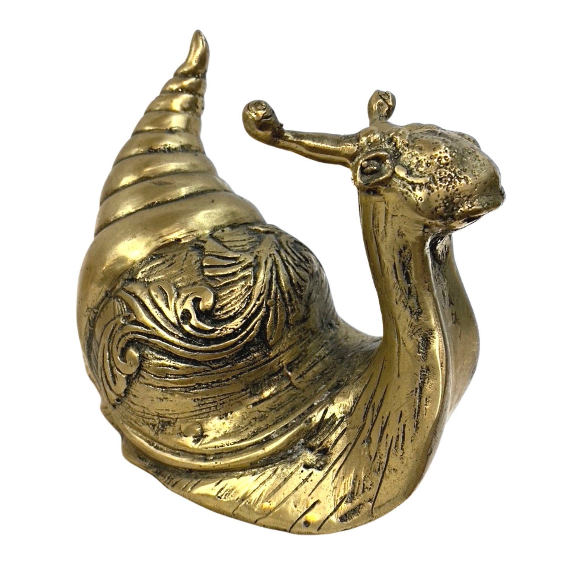 Garden Snail Spiral Shell Gastropoda Statue Sculpture handmade lost wax Cast Silvered Bronze Indonesian Bali art - Acadia World Traders
