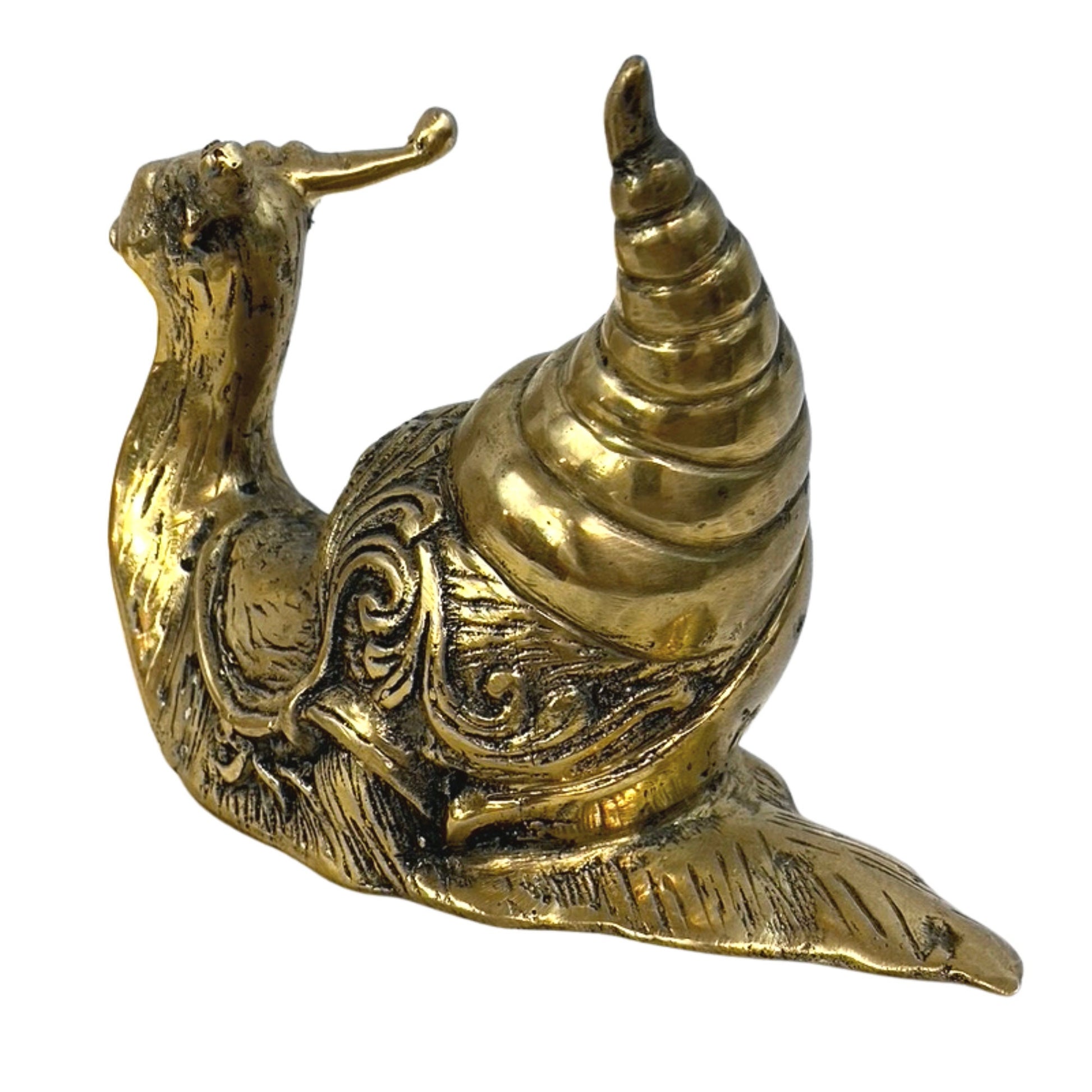 Garden Snail Spiral Shell Gastropoda Statue Sculpture handmade lost wax Cast Silvered Bronze Indonesian Bali art - Acadia World Traders