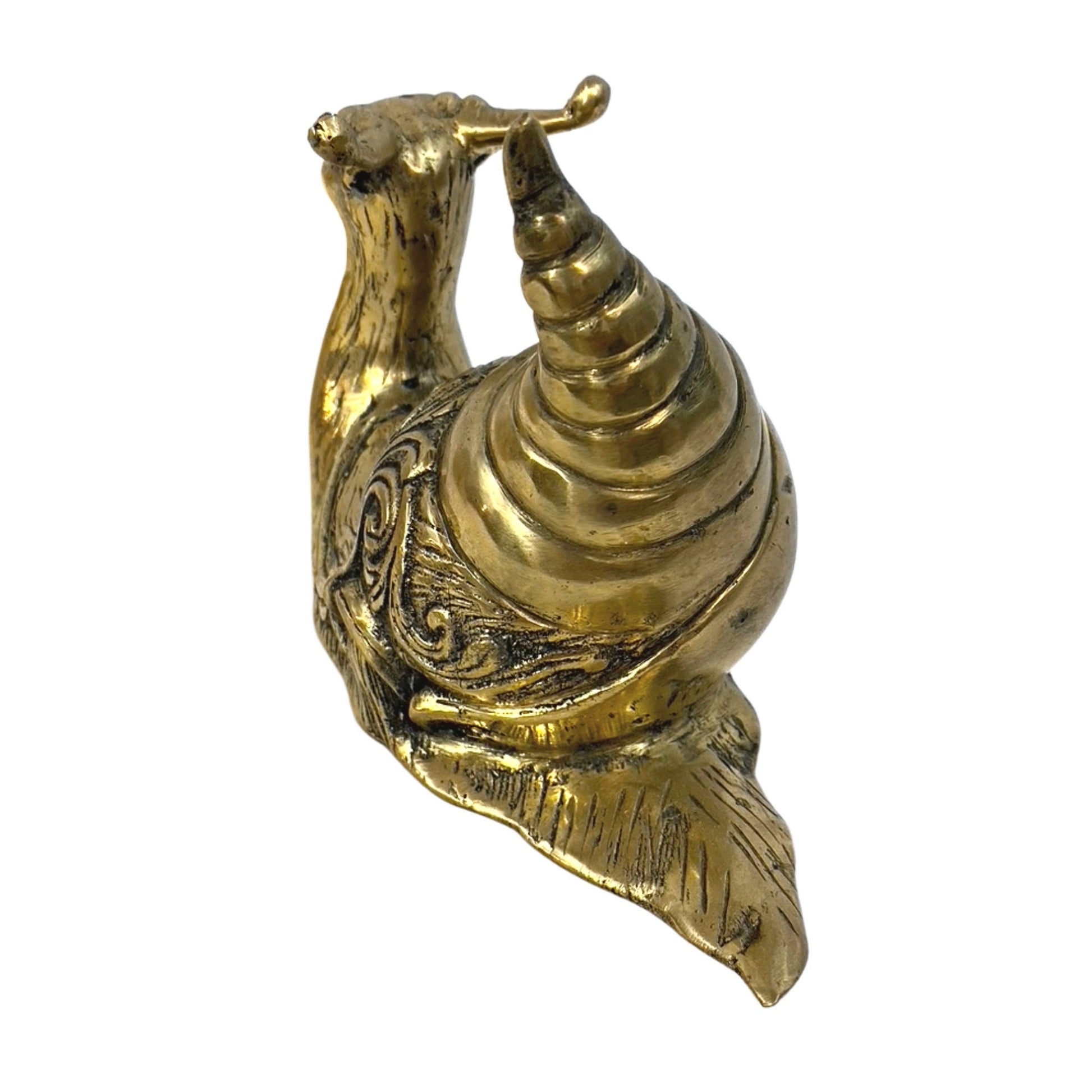Garden Snail Spiral Shell Gastropoda Statue Sculpture handmade lost wax Cast Silvered Bronze Indonesian Bali art - Acadia World Traders