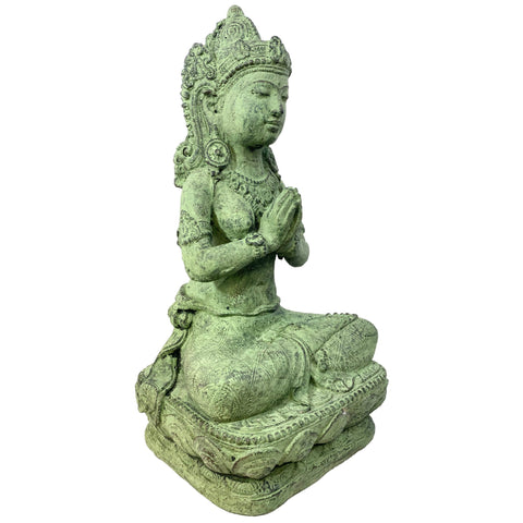 Balinese Dewi Tara Goddess Statue handmade cast stone resin volcanic sand Lakshmi Bali Hindu Art Eclectic Garden Decor Sculpture