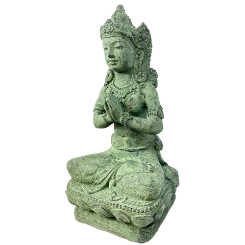 Balinese Dewi Tara Goddess Statue handmade cast stone resin volcanic sand Lakshmi Bali Hindu Art Eclectic Garden Decor Sculpture