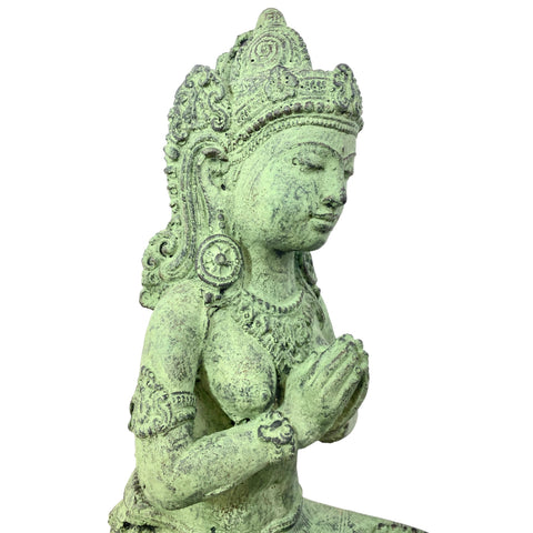 Balinese Dewi Tara Goddess Statue handmade cast stone resin volcanic sand Lakshmi Bali Hindu Art Eclectic Garden Decor Sculpture