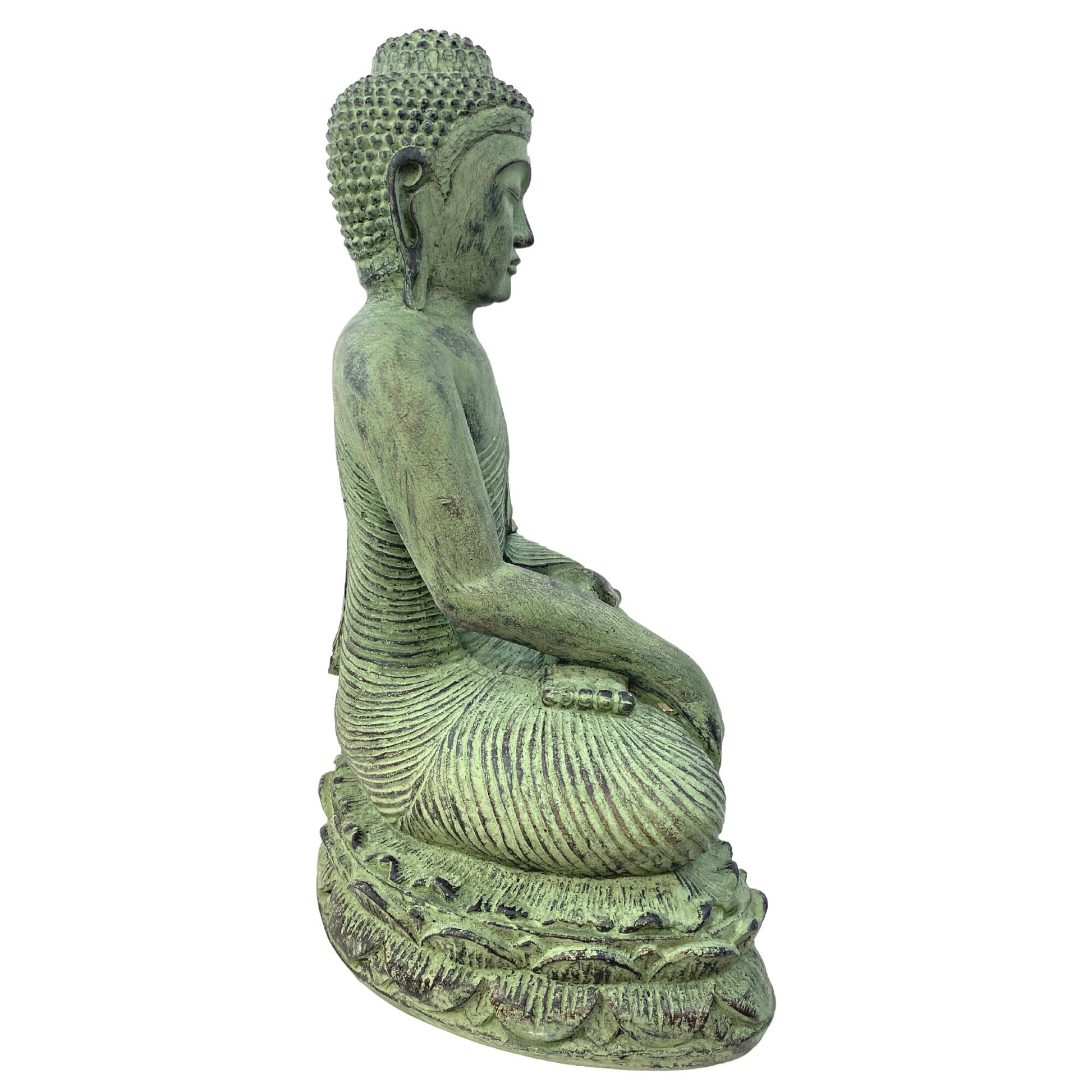 Meditating Buddha Garden Statue Calling the Earth to Witness cast RESIN stone Bali Yard Art Sculpture handmade Balinese Home Garden Decor - Acadia World Traders