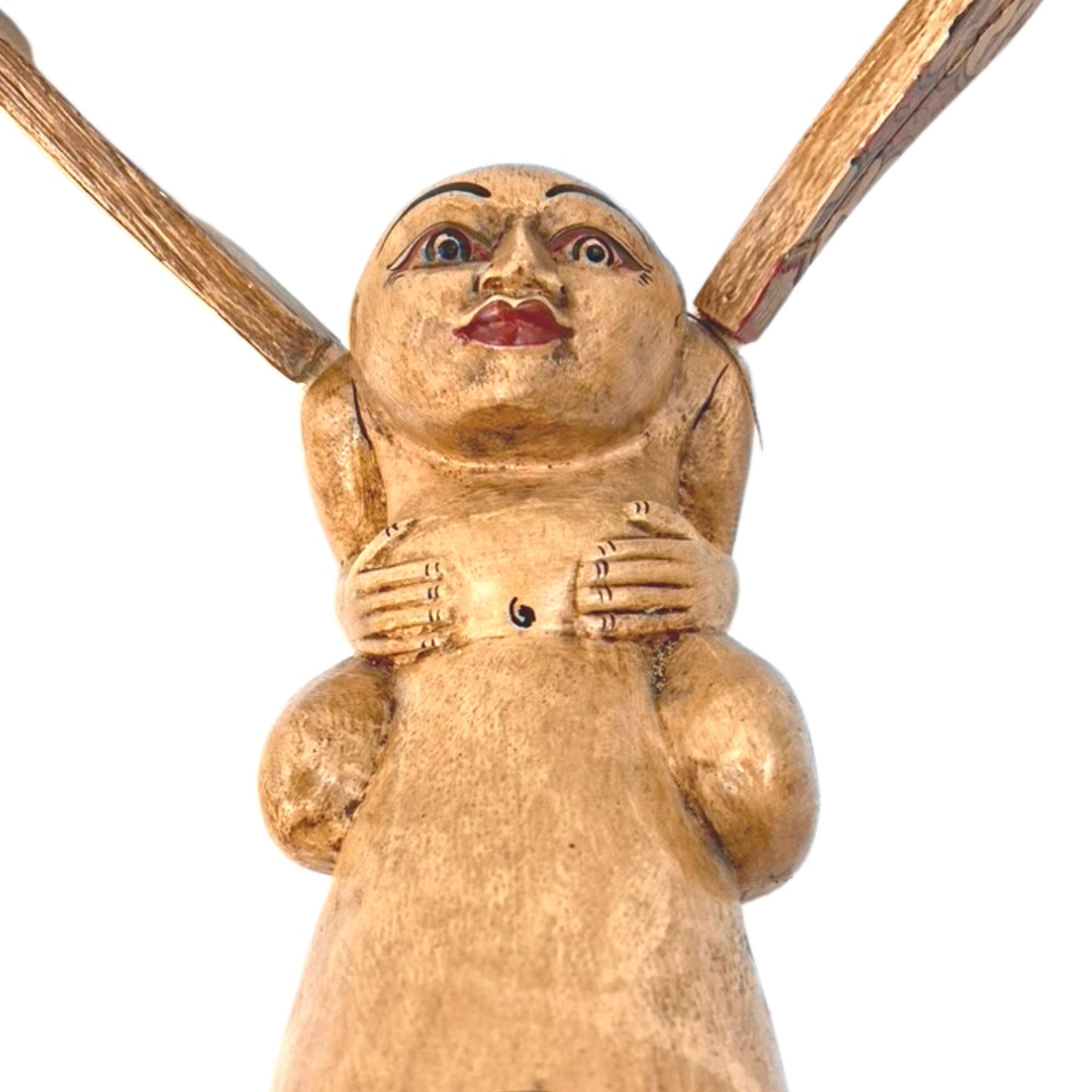Balinese Winged Shiva Lingam Spirit Chaser Mobile: Hand-Carved Wood Folk Art