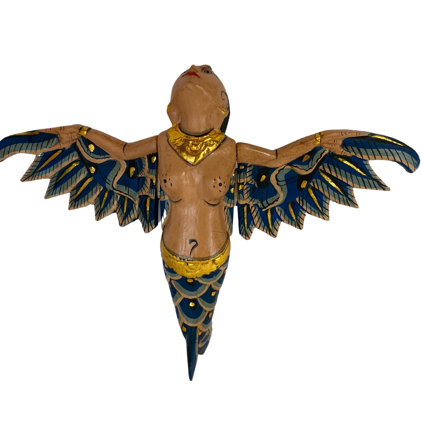 Balinese Flying Mermaid Goddess Spiritchaser Mobile: Hand Carved Wood, Bali Folk Art 8"