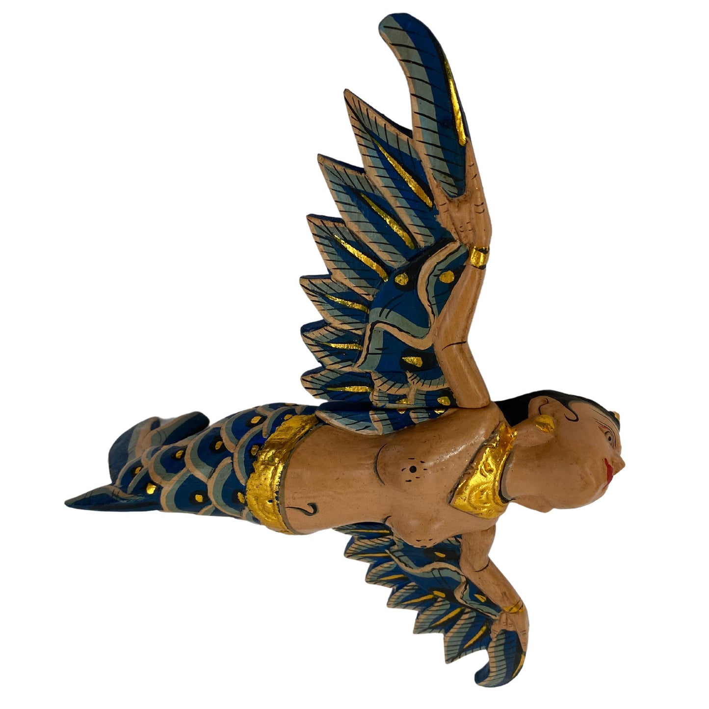 Balinese Flying Mermaid Goddess Spiritchaser Mobile: Hand Carved Wood, Bali Folk Art 8"