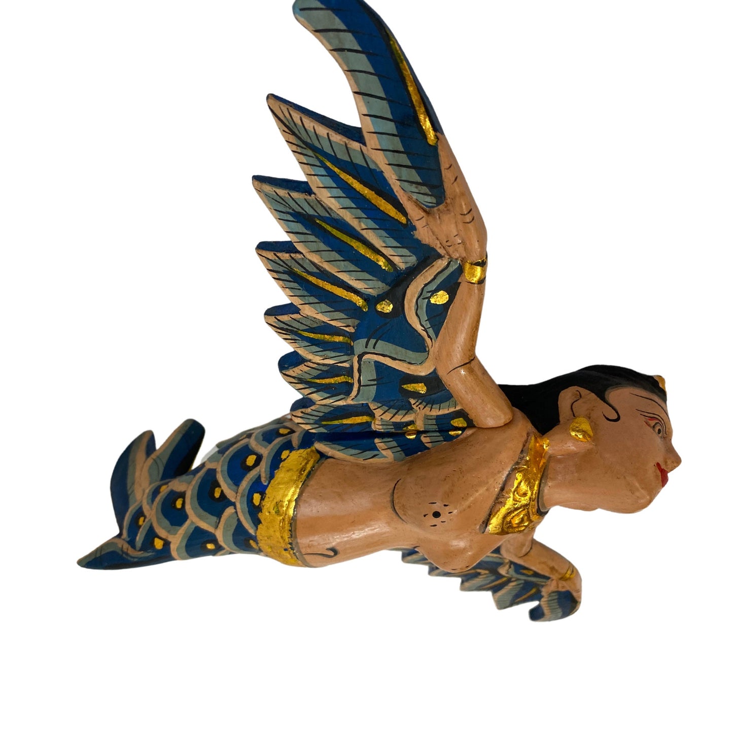 Balinese Flying Mermaid Goddess Spiritchaser Mobile: Hand Carved Wood, Bali Folk Art 8"