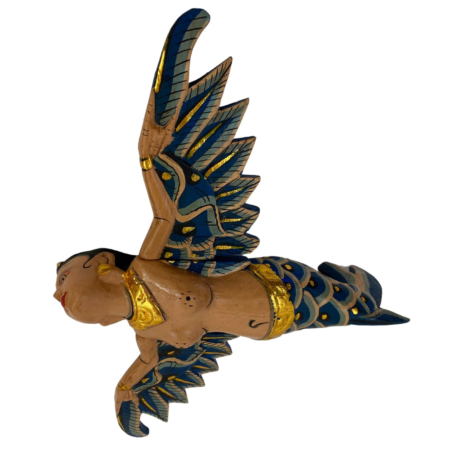 Balinese Flying Mermaid Goddess Spiritchaser Mobile: Hand Carved Wood, Bali Folk Art 8"