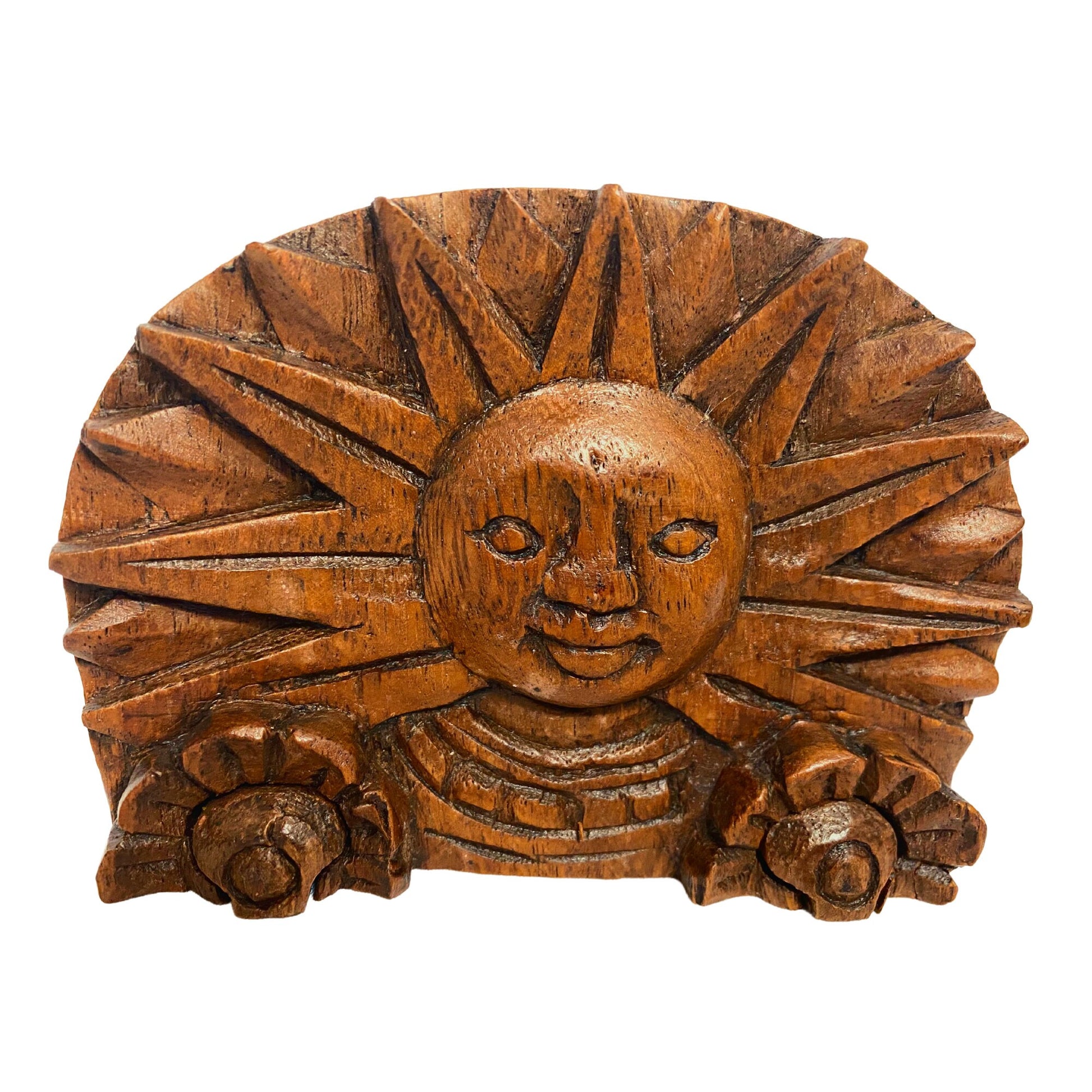 Celestial Sunrise Smiling Sun Secret puzzle Box Stash Jewelry gift Box Trinket Box Hand carved suar wood Bali Art - Acadia World Traders