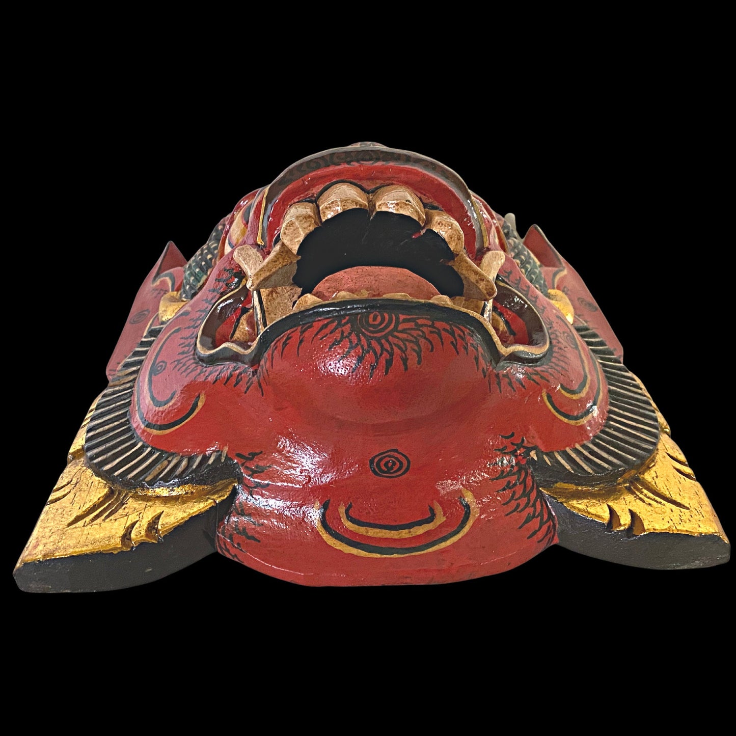 Balinese Barong Bhoma Demon Mask: Hand-Carved Wood Guardian, Bali Folk Art Carving Wall Decor