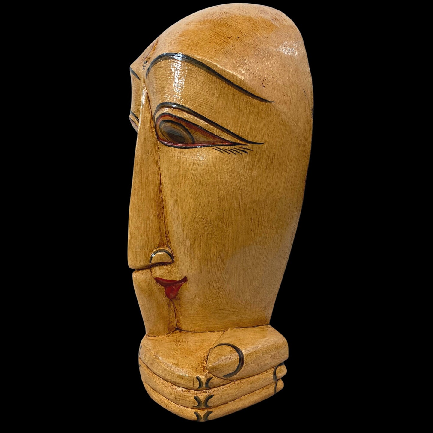 Balinese Shush Buddha Mask: Hand Carved Wood Wall Art Sculpture, Boho Decor
