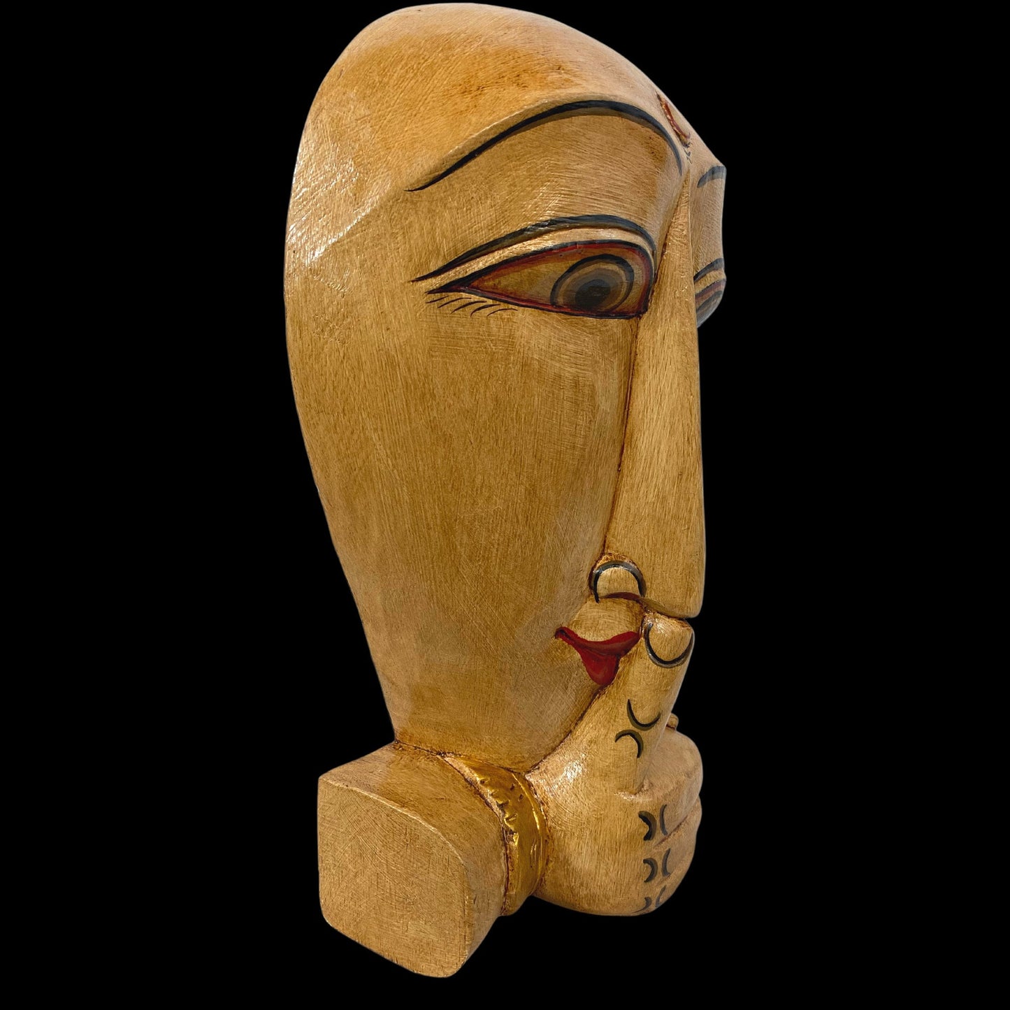 Balinese Shush Buddha Mask: Hand Carved Wood Wall Art Sculpture, Boho Decor