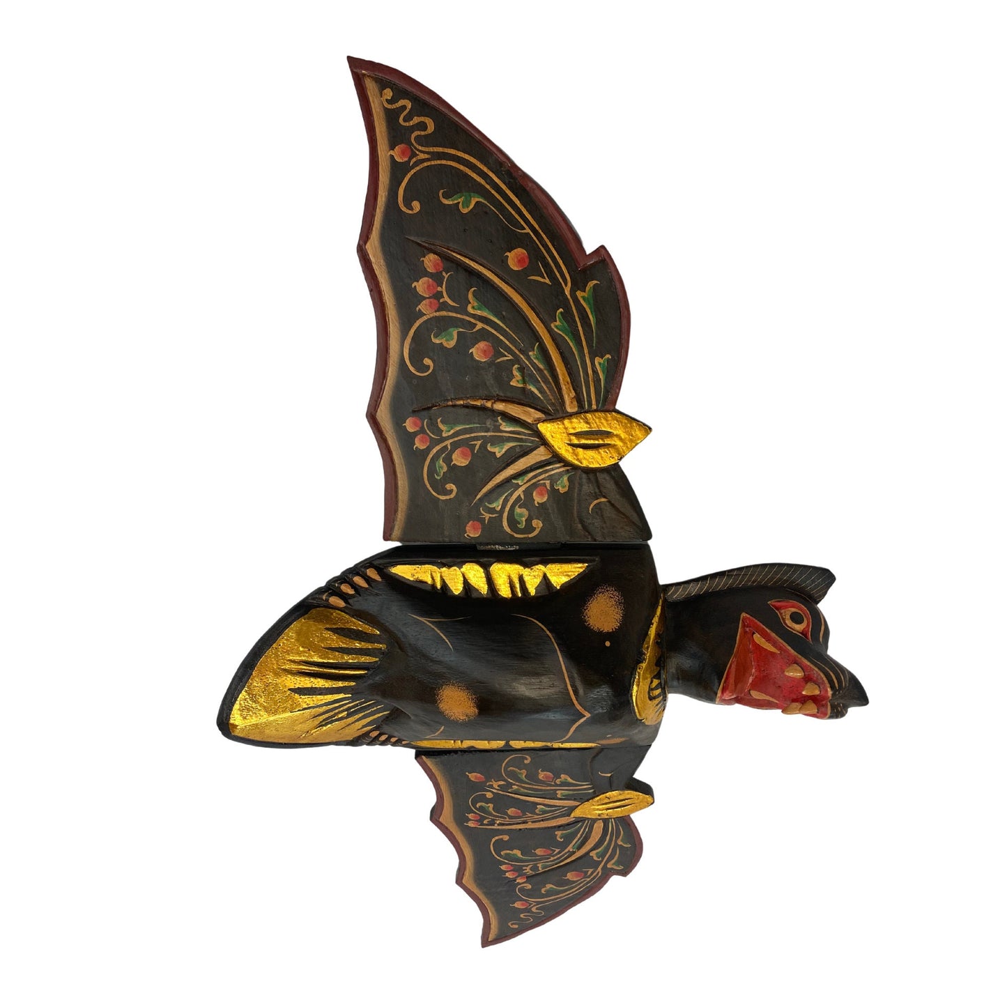 Flying Black Bat Mobile Balinese Spirit Chaser Demon chaser hand carved wood Bali Art