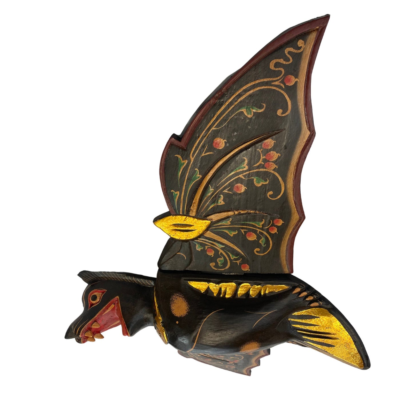 Flying Black Bat Mobile Balinese Spirit Chaser Demon chaser hand carved wood Bali Art