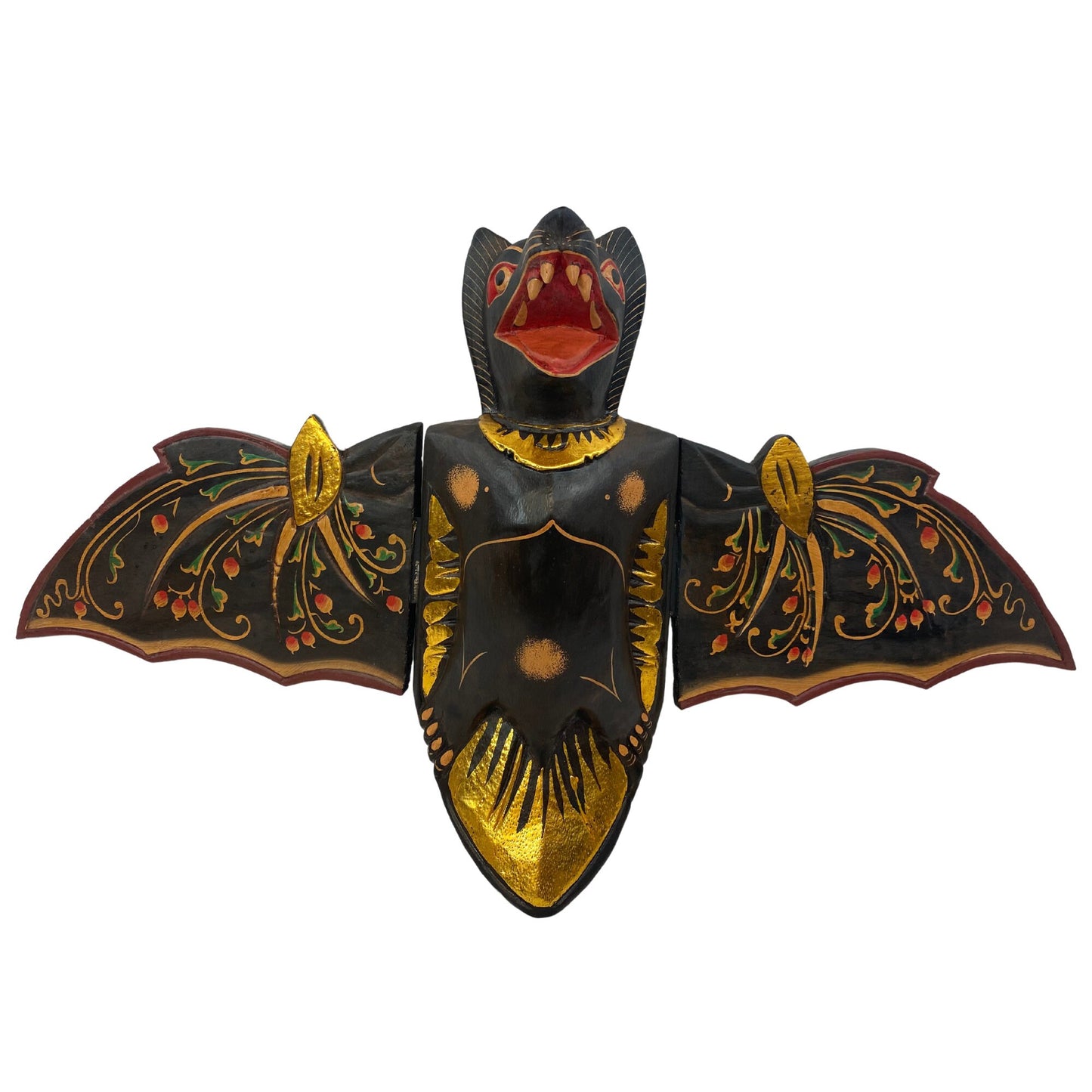 Flying Black Bat Mobile Balinese Spirit Chaser Demon chaser hand carved wood Bali Art