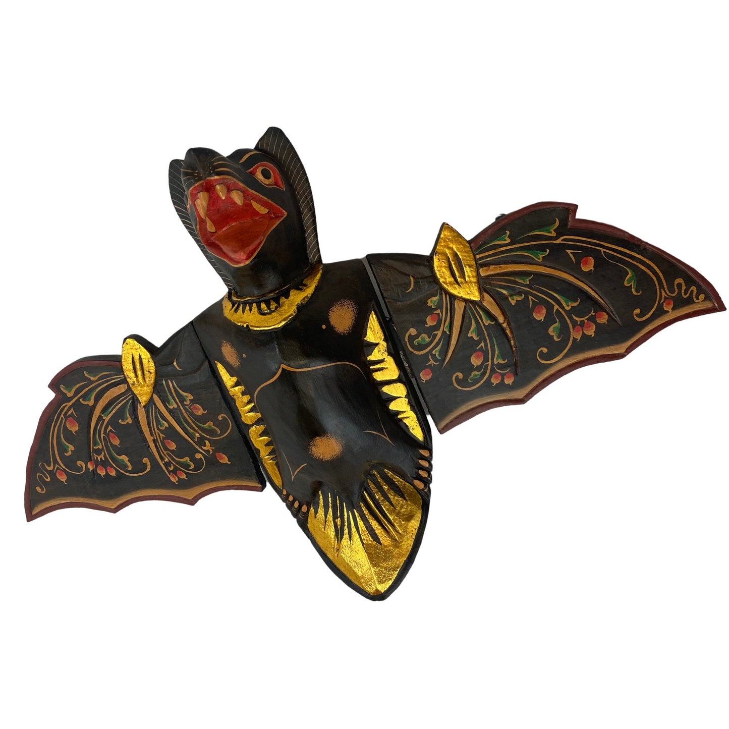 Flying Black Bat Mobile Balinese Spirit Chaser Demon chaser hand carved wood Bali Art