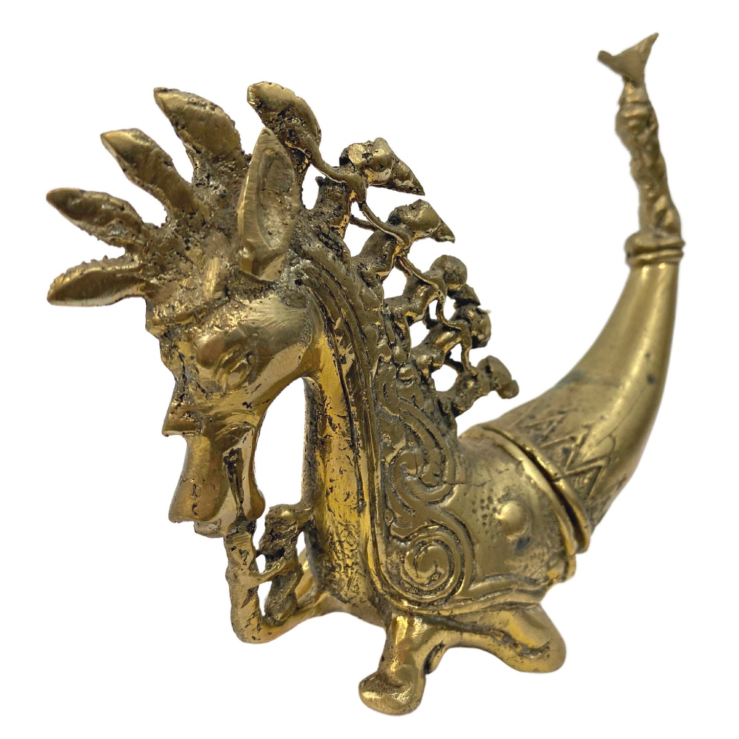 Tribal Seahorse  Betel Nut Medicine container stash box handmade Cast Bronze Indonesian - Acadia World Traders