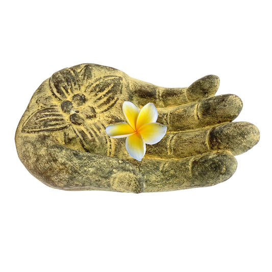 Hamsa Hand Incense Burner Mudra Hand Statue ash catcher Offering bowl crystal dish cast Lava stone Hamsa hand - Acadia World Traders