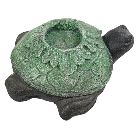 World Turtle Candle holder cone incense burner Garden art cast LAVA STONE Asian yard Decor