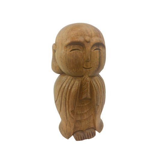 Namaste Blessing Jizo Buddha Sculpture Hand Carved wood statue Protector of Children Mothers Travelers
