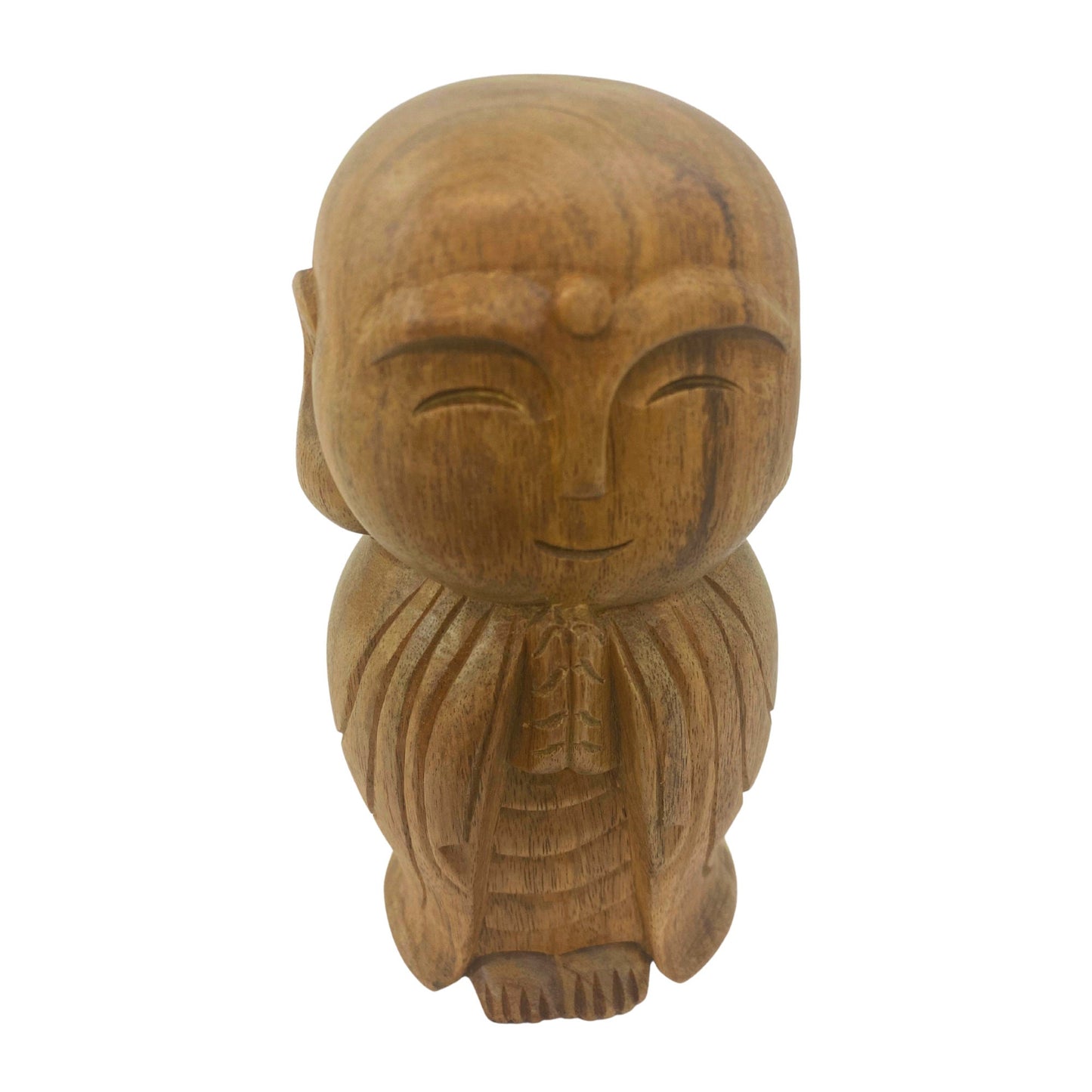 Namaste Blessing Jizo Buddha Sculpture Hand Carved wood statue Protector of Children Mothers Travelers