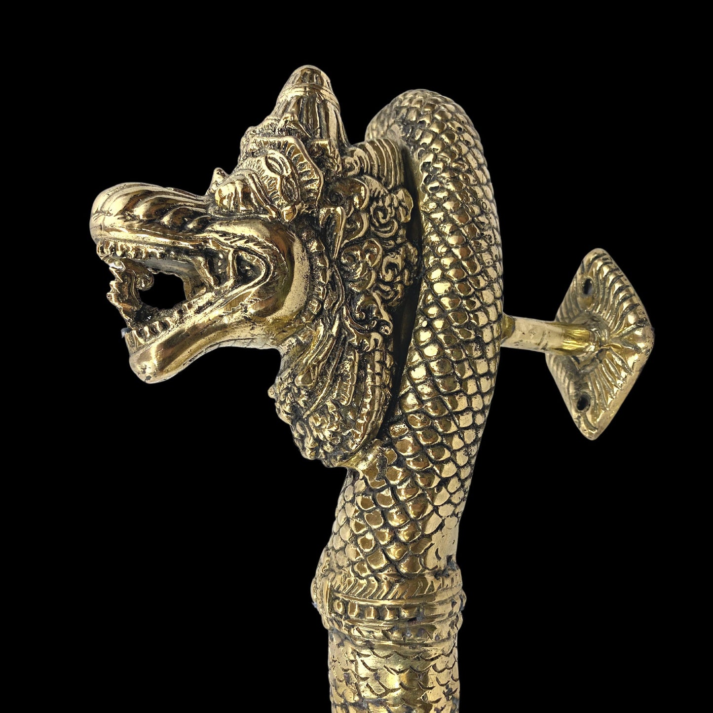Silvered Bronze Dragon Naga Antaboga Serpent Door Handle door hardware Pull handmade Cast Bronze Metal Bali Art