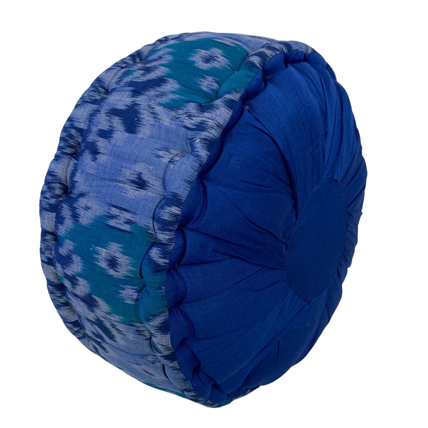 Handwoven Ikat Zafu Meditation Pillow: Organic Kapok Filled floor cushion