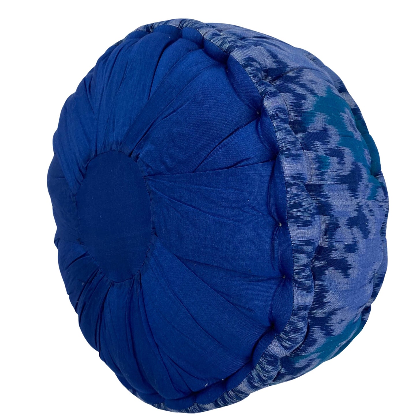 Handwoven Ikat Zafu Meditation Pillow: Organic Kapok Filled floor cushion