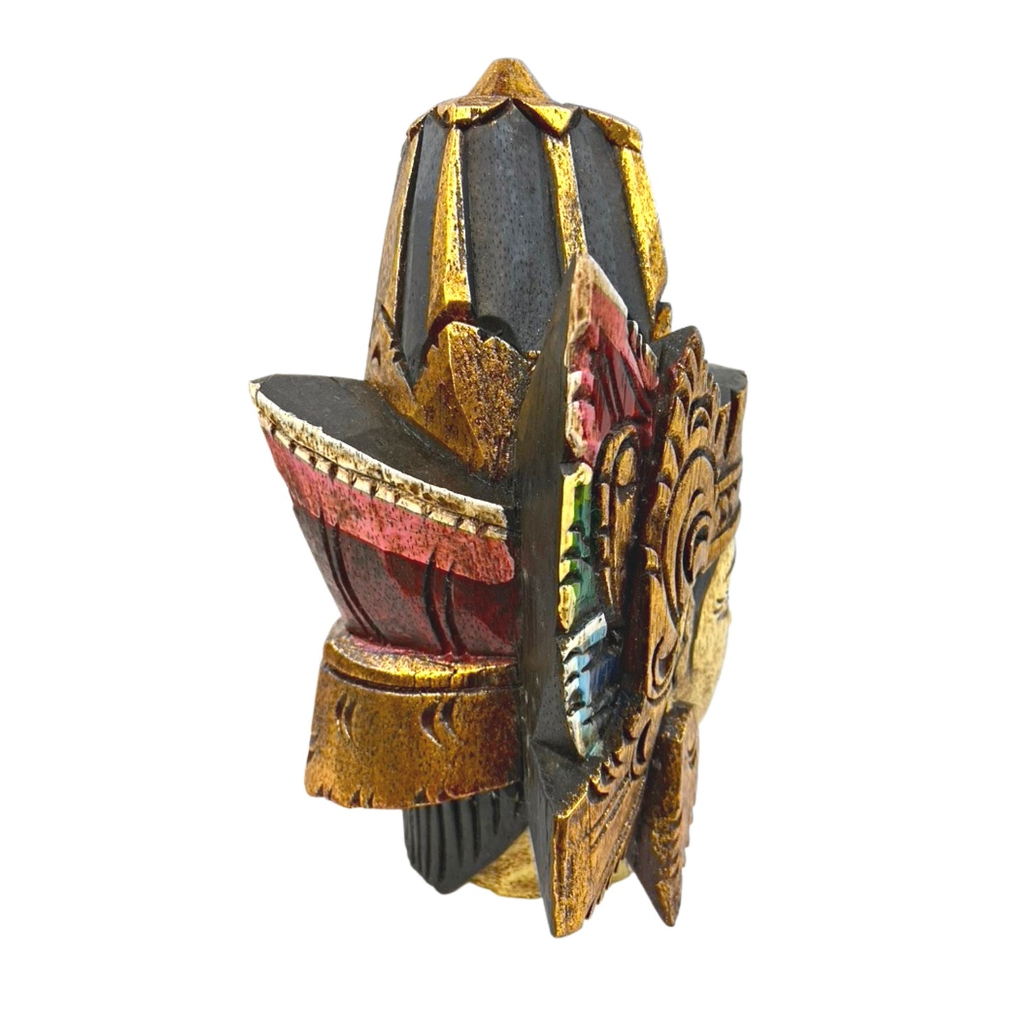 Hand Carved Lord Rama Bust: Balinese Hindu Folk Art Wall Decor