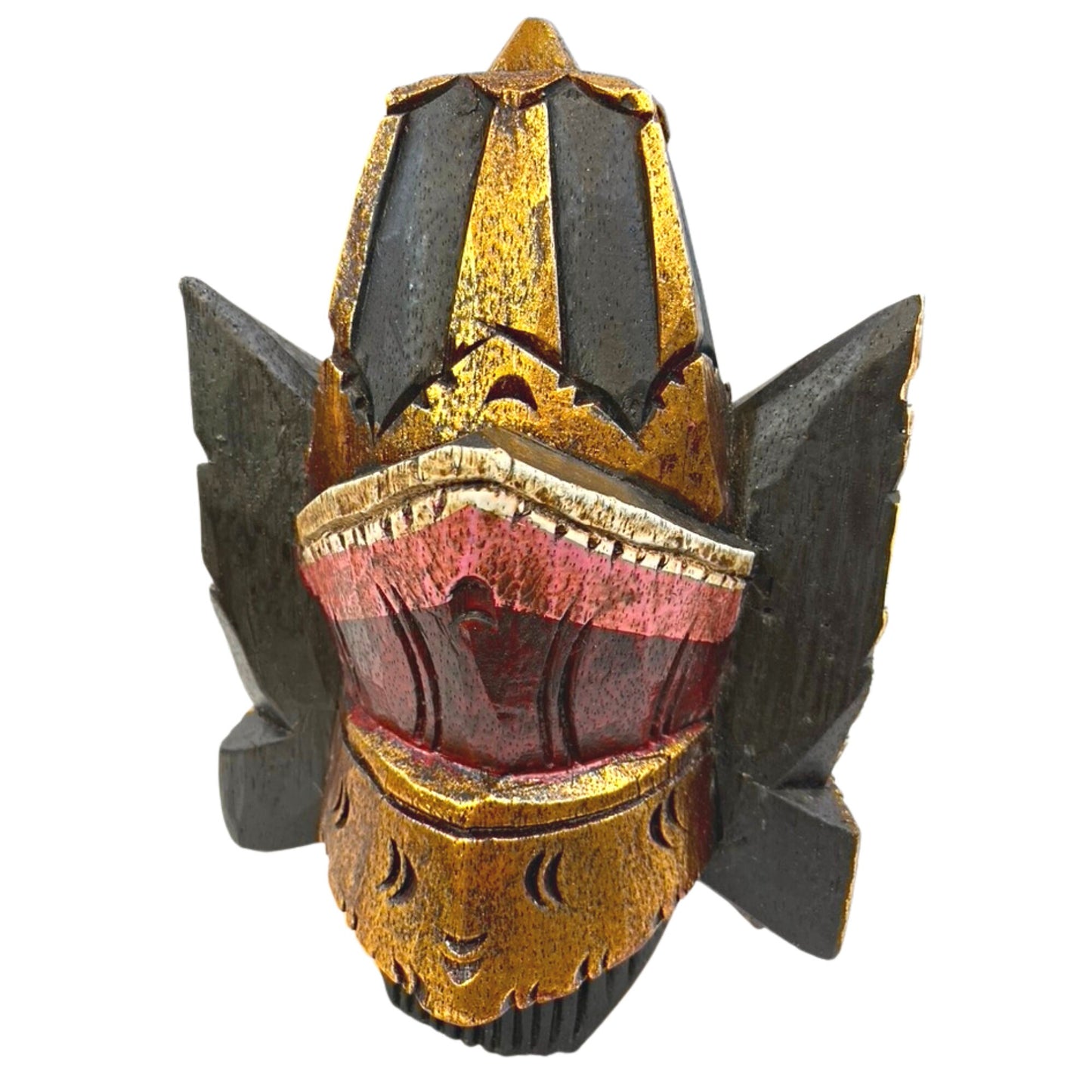 Hand Carved Lord Rama Bust: Balinese Hindu Folk Art Wall Decor