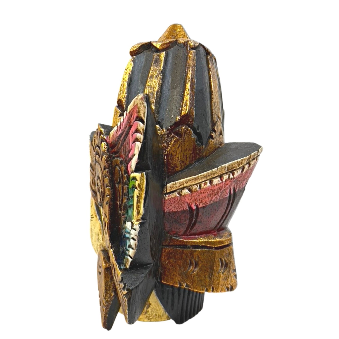 Hand Carved Lord Rama Bust: Balinese Hindu Folk Art Wall Decor