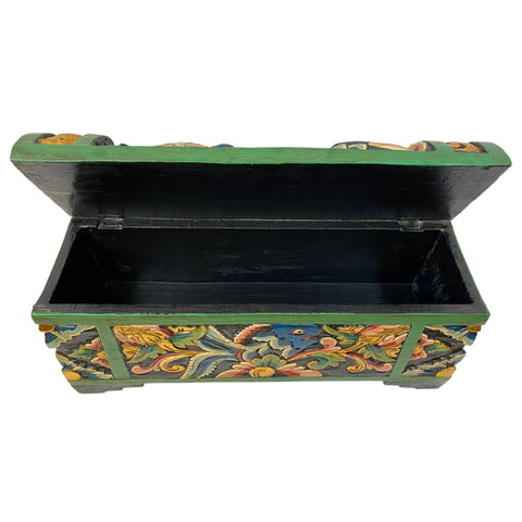 Balinese Turtle Bird DOWRY Offering BOX Hand Carved Painted Polychrome Wood Bali Folk Art Temple Stash Box