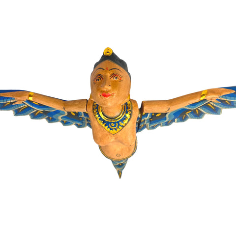 Flying Mermaid Mobile winged GODDESS Spiritchaser Demon Chaser Guardian Hand Carved Wood Ornament Balinese Folk Art Teal 12 inch