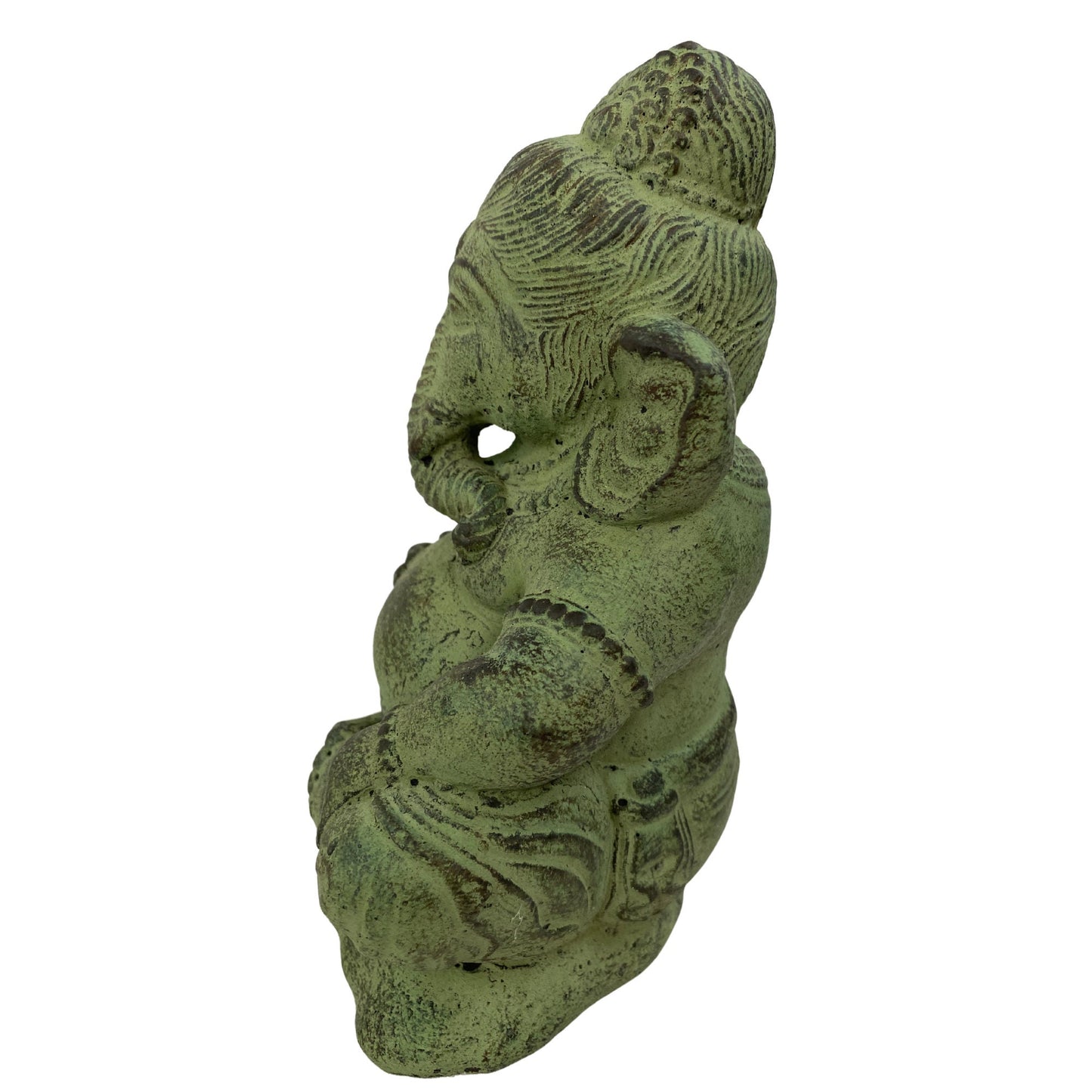 Ganapati Baby Ganesha Small Garden Statue Elephant God Handmade Cast lava stone Sculpture Bali Art Eclectic Garden Decor