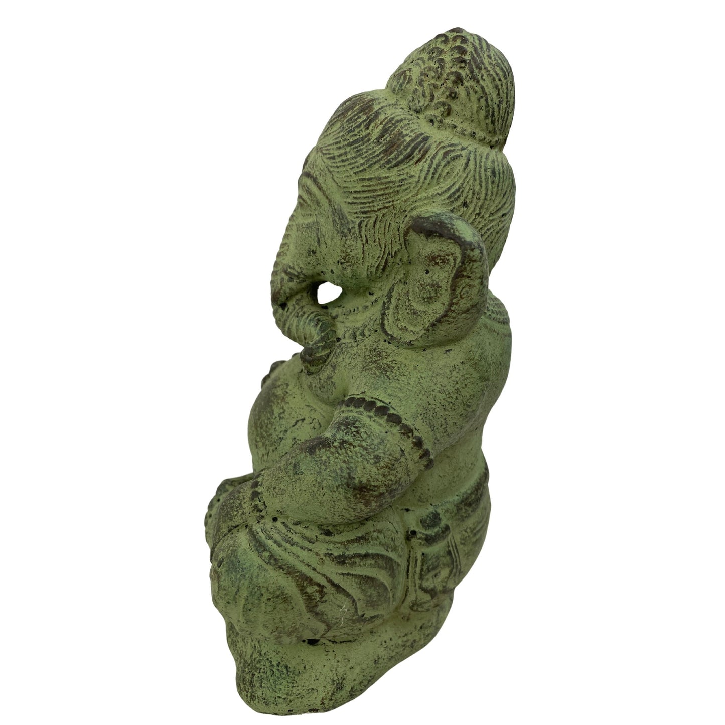 Handmade Baby Ganesha Statue: Cast Lava Stone Bali Garden Decor
