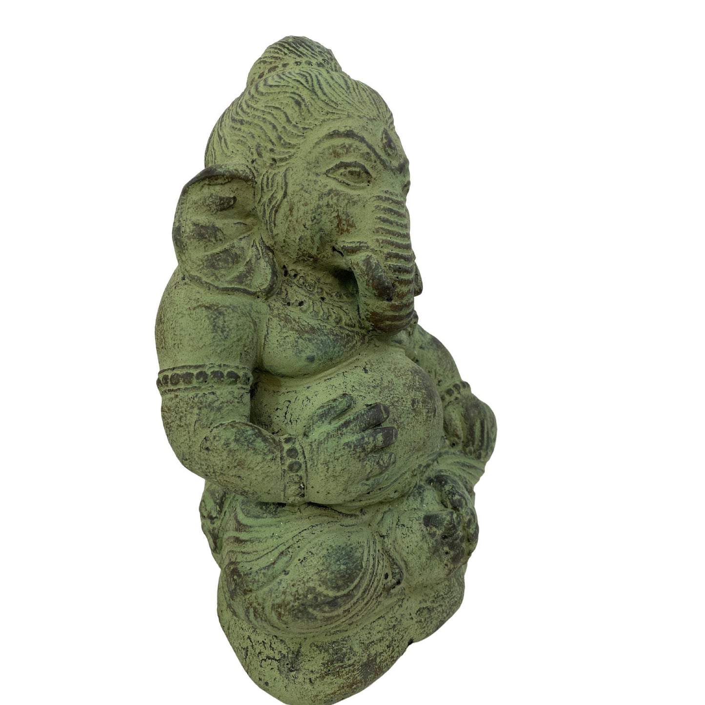 Ganapati Baby Ganesha Small Garden Statue Elephant God Handmade Cast lava stone Sculpture Bali Art Eclectic Garden Decor