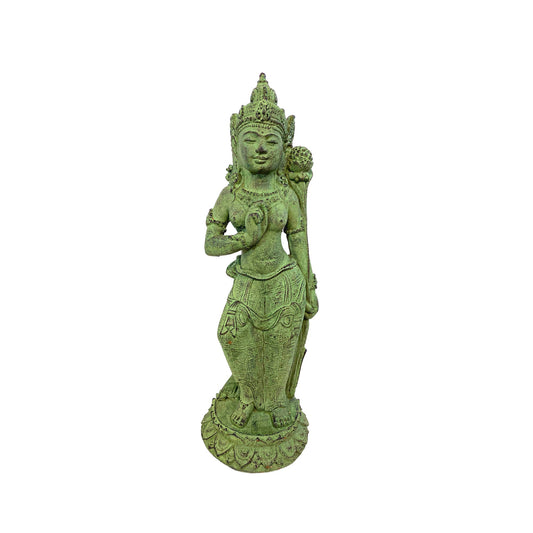 Balinese Dewi Tara Goddess Statue handmade cast stone Resin Volcanic Sand Lotus Lakshmi Bali Hindu Garden Decor Art Sculpture - Acadia World Traders