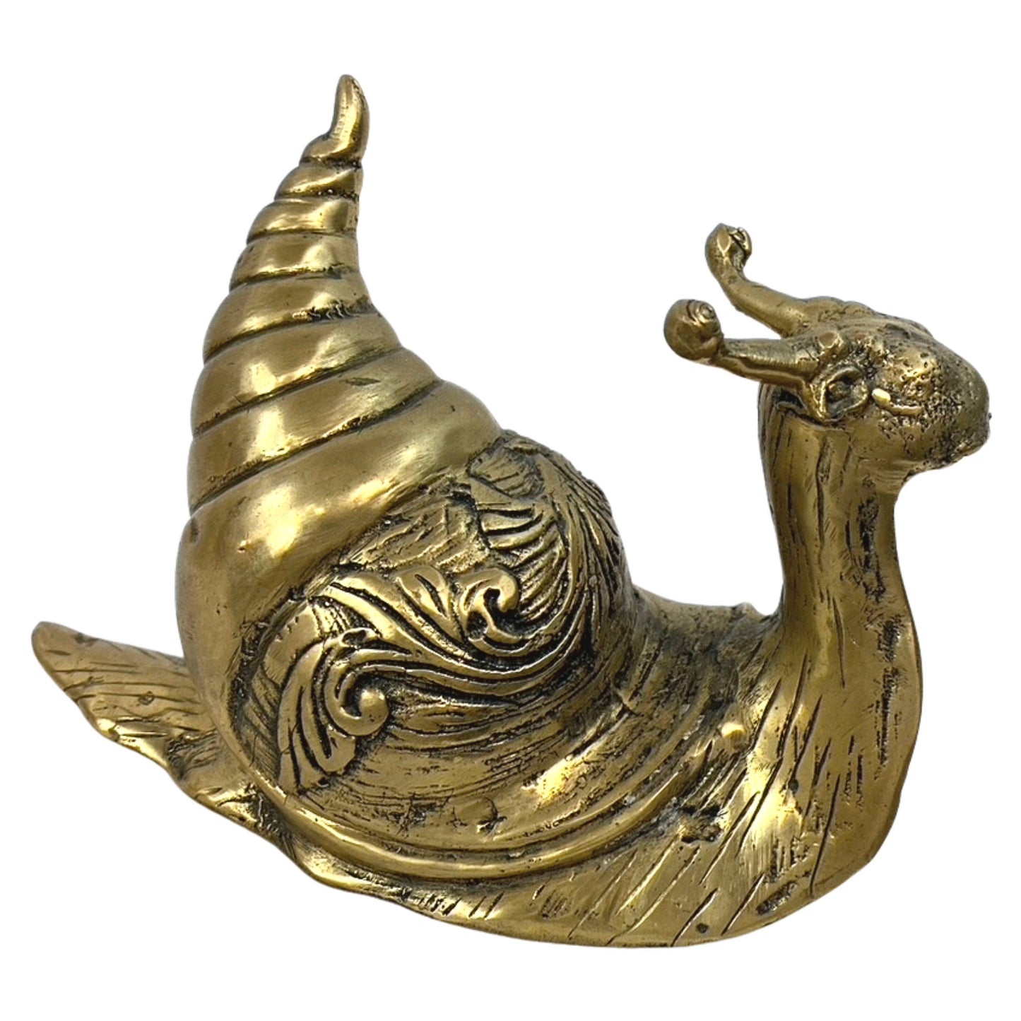 Garden Snail Spiral Shell Gastropoda Statue Sculpture handmade lost wax Cast Silvered Bronze Indonesian Bali art - Acadia World Traders