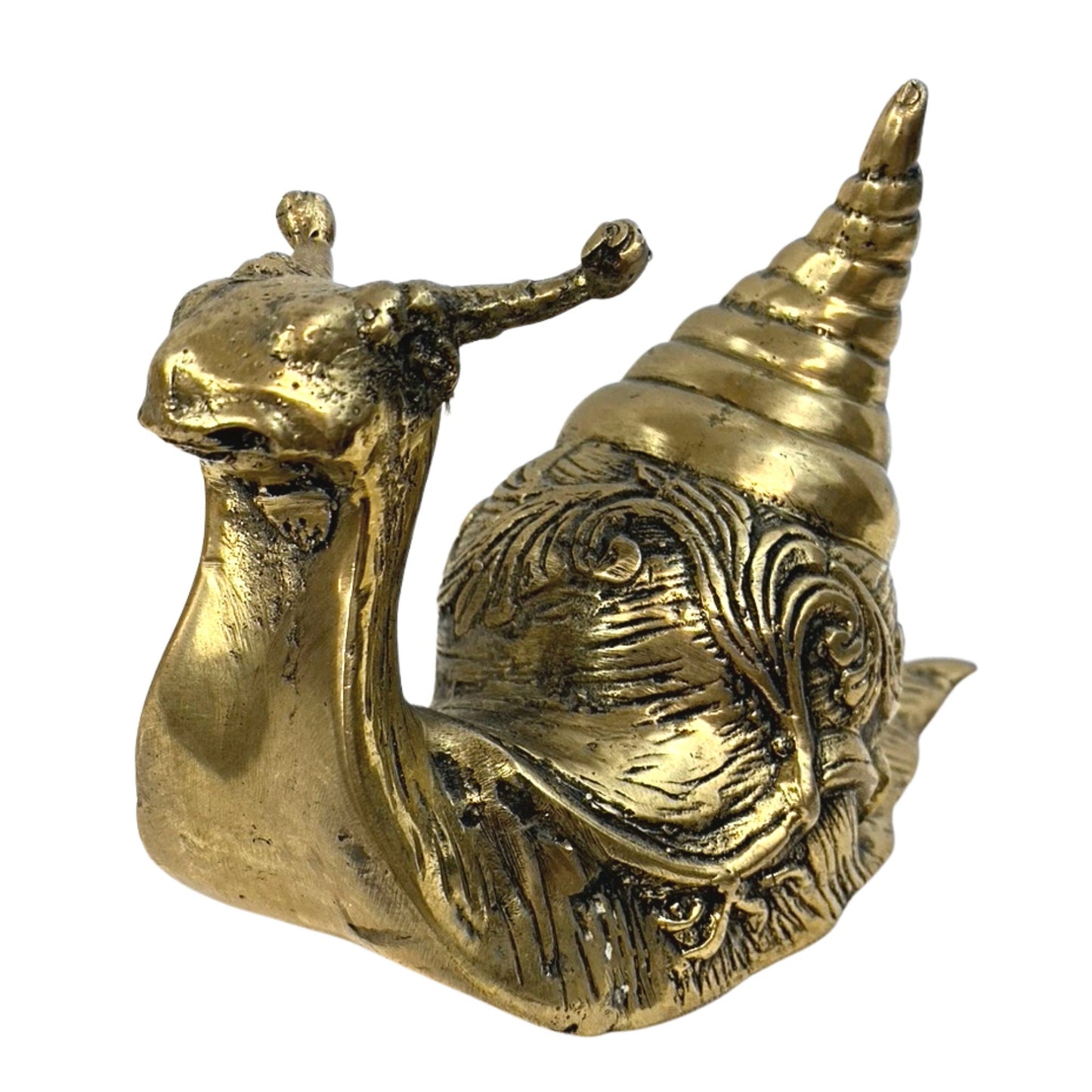 Garden Snail Spiral Shell Gastropoda Statue Sculpture handmade lost wax Cast Silvered Bronze Indonesian Bali art - Acadia World Traders