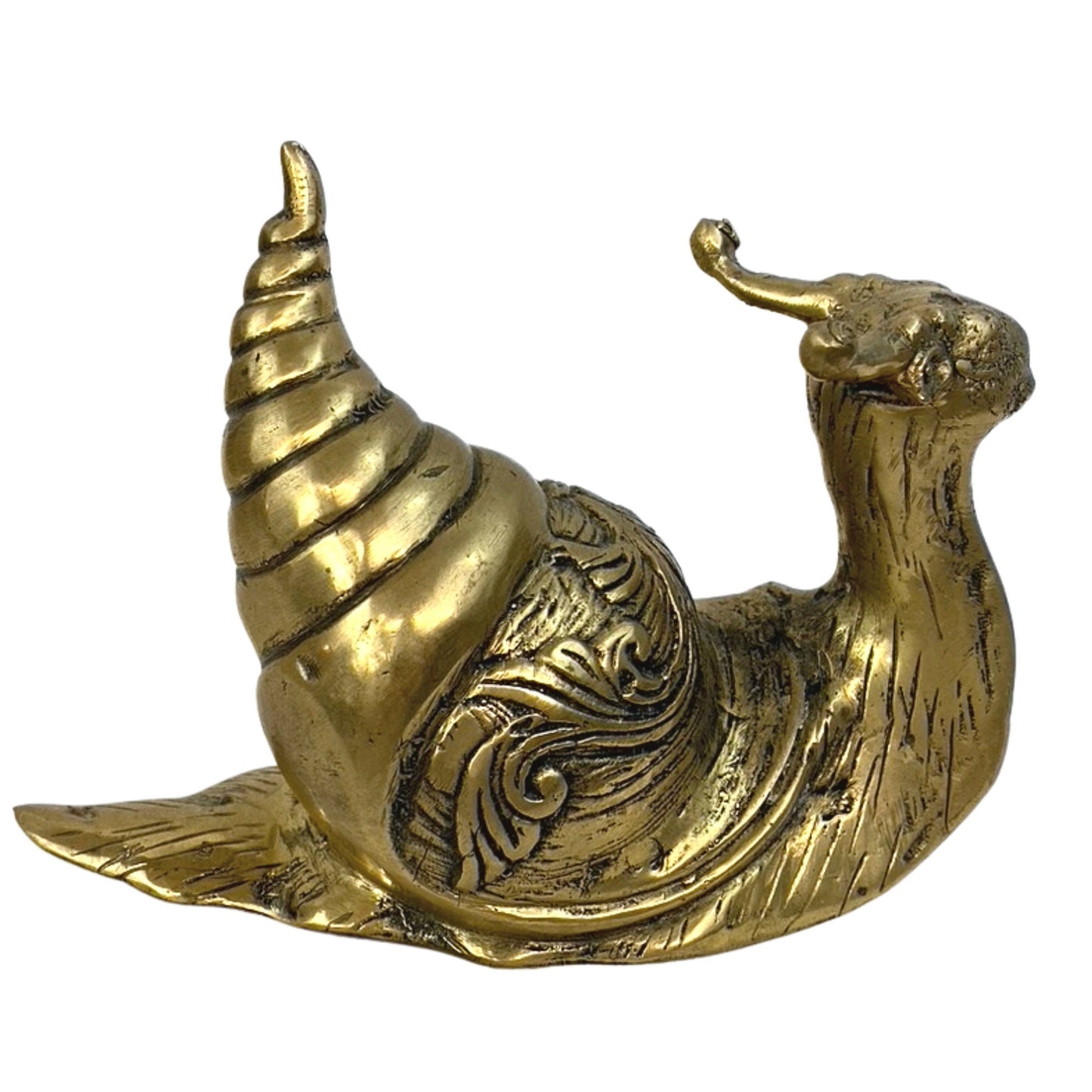 Garden Snail Spiral Shell Gastropoda Statue Sculpture handmade lost wax Cast Silvered Bronze Indonesian Bali art - Acadia World Traders