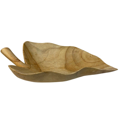 Elephant Ear Leaf Fruit Bowl Hand Carved Wood Tropical Decor Taro leaves  Wooden Carving Boho Decor Centerpiece